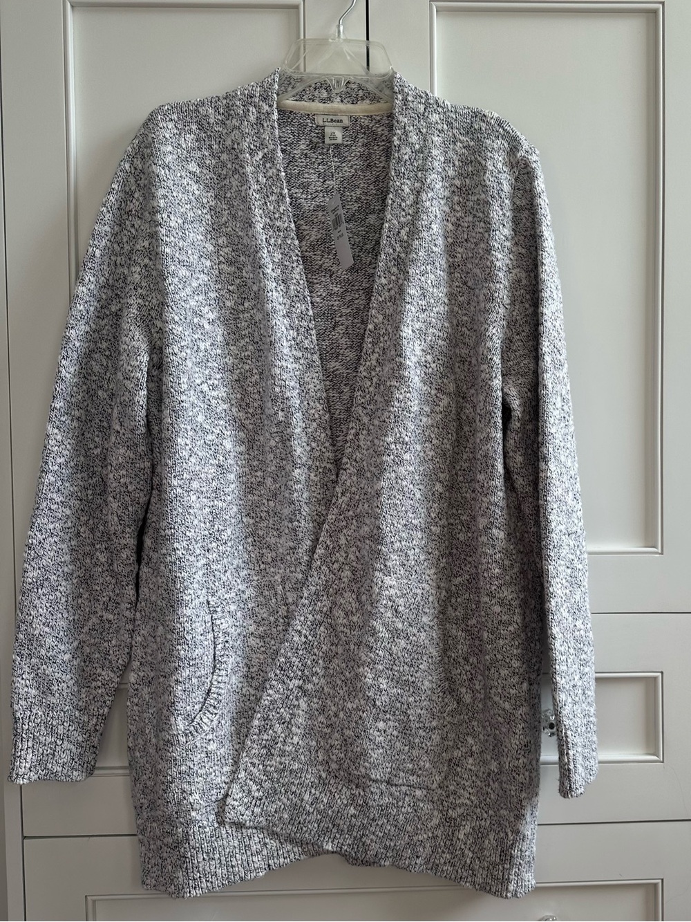 NWT LL Bean cotton ragg open cardigan sweater, 2X